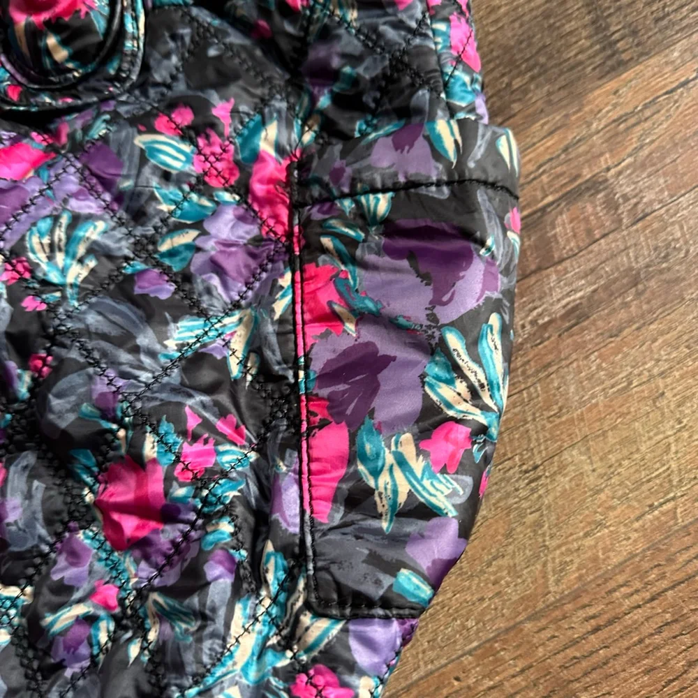 Women's Lulu Sport Floral Quilted Tote Bag in Black and Pink Easter